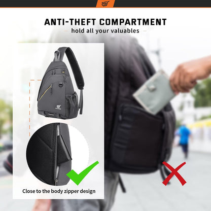 Sling Laptop Bag (Up to 13 Inch) - 18L Crossbody Sling Backpack Travel Shoulder Bag Hiking Daypack for Men Women(Black)