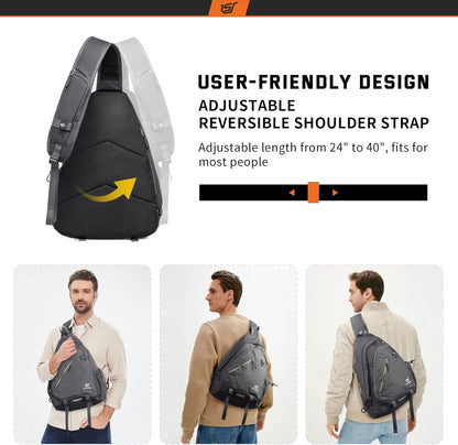 Sling Laptop Bag (Up to 13 Inch) - 18L Crossbody Sling Backpack Travel Shoulder Bag Hiking Daypack for Men Women(Black)