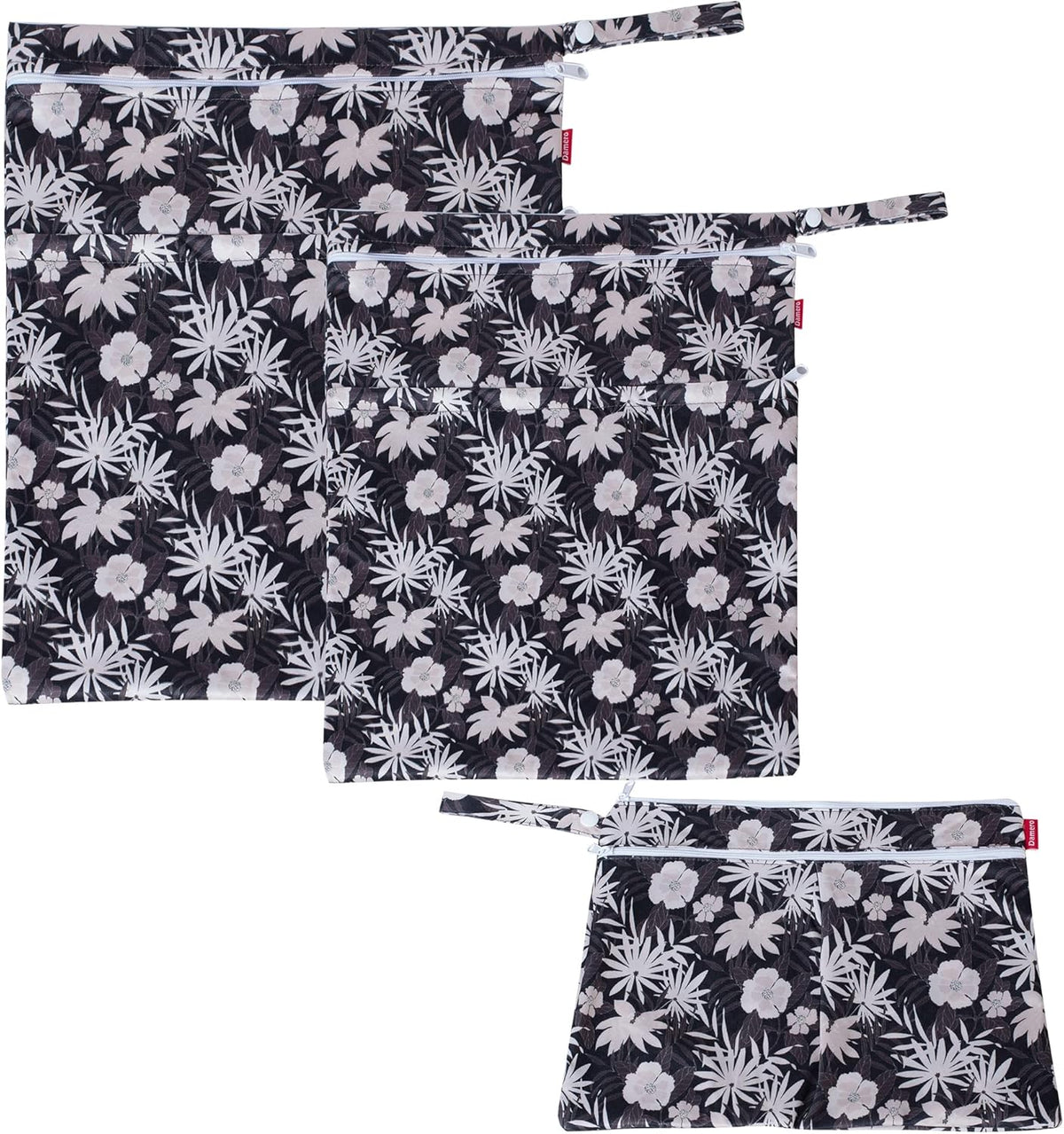 3 PCS Travel Laundry Bag, Reusable Wet Dry Bag, Washable Dirty Clothes Bag Bathing Suit Workout Bag for Gym Swimming Yoga Laundry Wet Clothes, Coffee Flowers