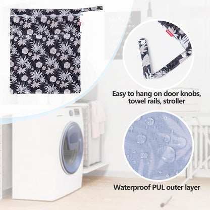 3 PCS Travel Laundry Bag, Reusable Wet Dry Bag, Washable Dirty Clothes Bag Bathing Suit Workout Bag for Gym Swimming Yoga Laundry Wet Clothes, Coffee Flowers