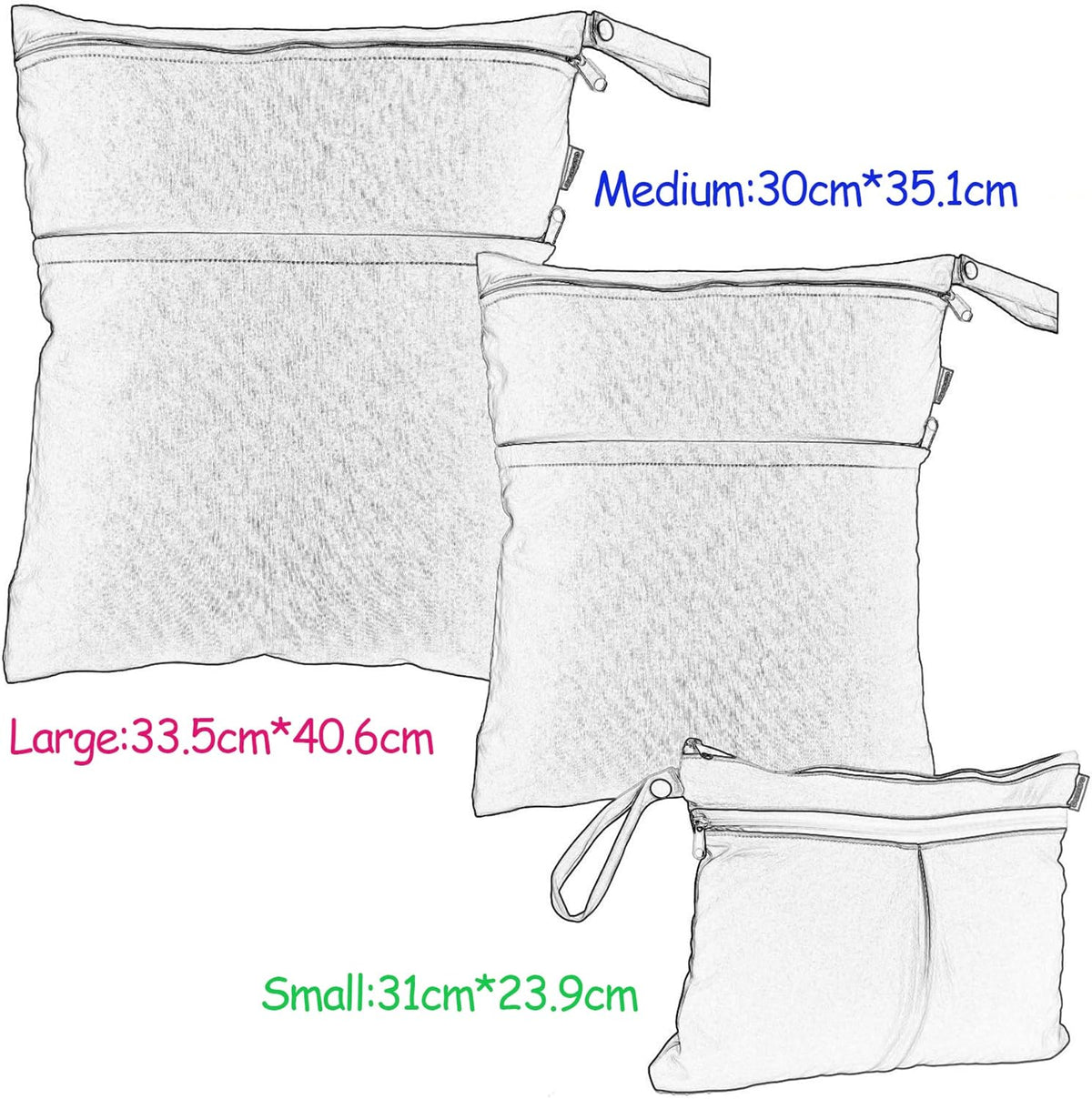 3 PCS Travel Laundry Bag, Reusable Wet Dry Bag, Washable Dirty Clothes Bag Bathing Suit Workout Bag for Gym Swimming Yoga Laundry Wet Clothes, Coffee Flowers