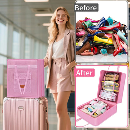 Shoe Bags for Travel with Handle, Waterproof Large-Capacity Family Travel Shoe Bag Organizer for Multiple Shoes, Shoe Travel Bags for Packing, Suitable for Luggage Handle (pink)