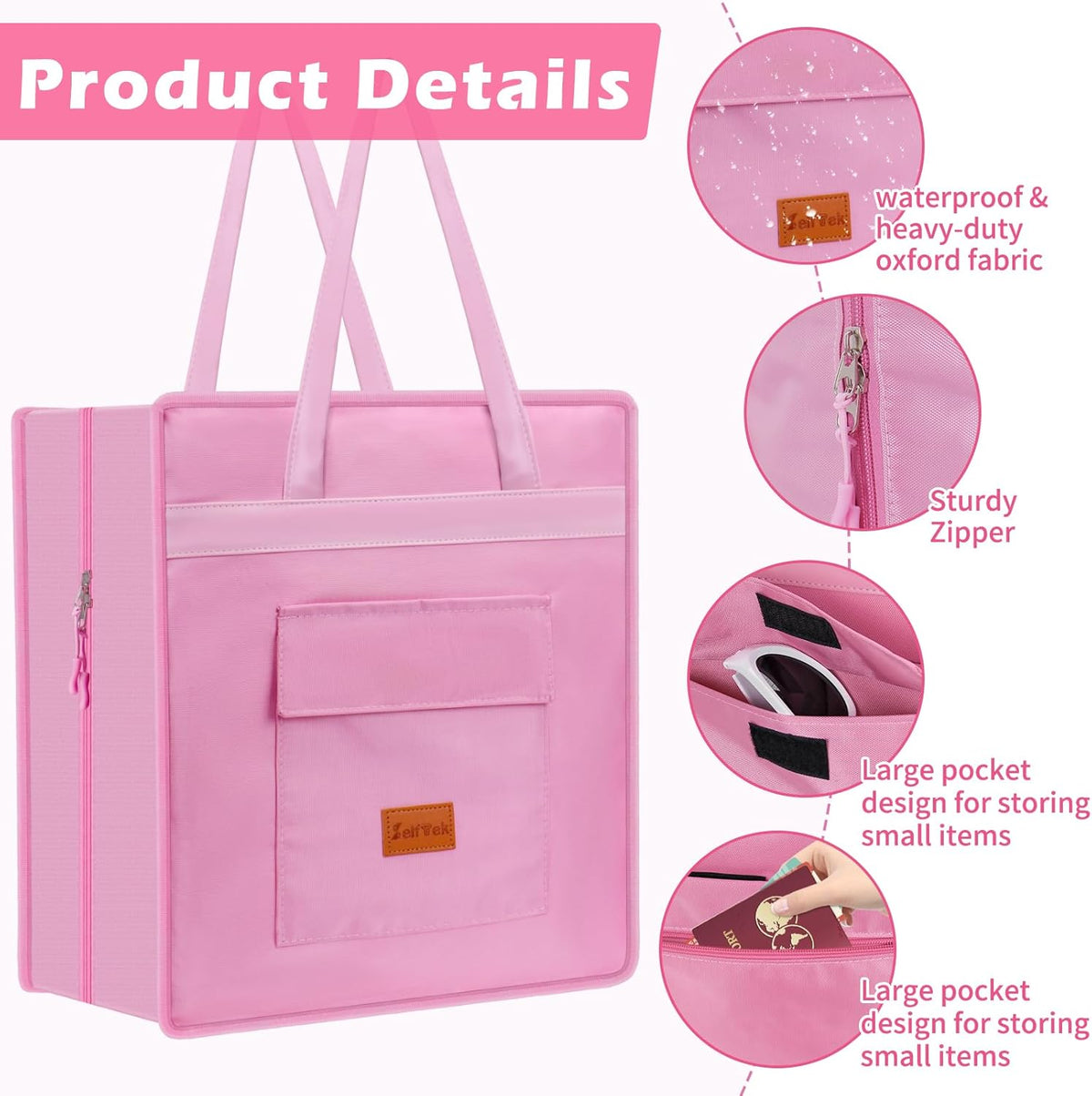Shoe Bags for Travel with Handle, Waterproof Large-Capacity Family Travel Shoe Bag Organizer for Multiple Shoes, Shoe Travel Bags for Packing, Suitable for Luggage Handle (pink)