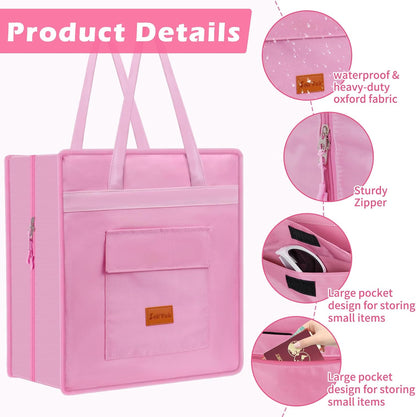 Shoe Bags for Travel with Handle, Waterproof Large-Capacity Family Travel Shoe Bag Organizer for Multiple Shoes, Shoe Travel Bags for Packing, Suitable for Luggage Handle (pink)