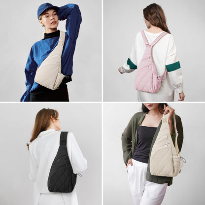 Casual Crossbody Bag Sling Daypack for Women Lightweight Backpack Fashionable Chest Bag for Daily Outings