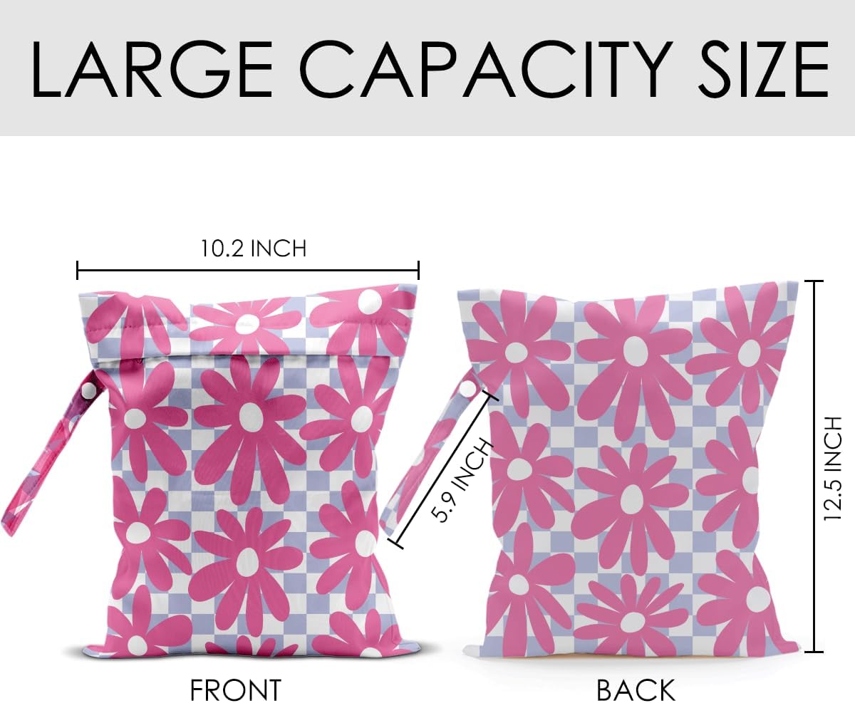 Pink Bow Wet Bag for Swimsuit Travel Beach Pool Baby Cloth Diapers | Waterproof Wet Dry Bag,Travel Laundry Bags for Dirty Yoga Gym Clothes,Beach Vacation Essentials,Summer Gifts for Women Men