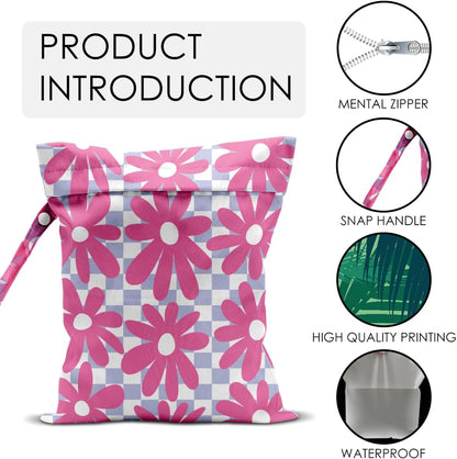 Pink Bow Wet Bag for Swimsuit Travel Beach Pool Baby Cloth Diapers | Waterproof Wet Dry Bag,Travel Laundry Bags for Dirty Yoga Gym Clothes,Beach Vacation Essentials,Summer Gifts for Women Men