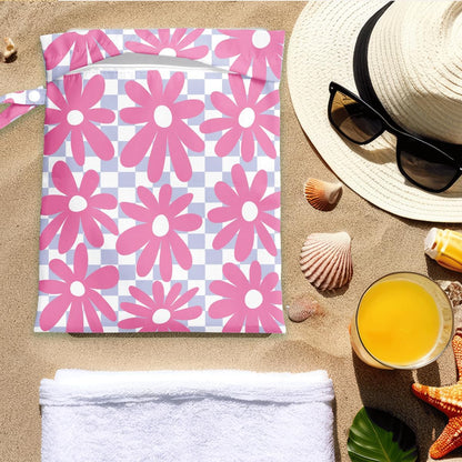 Pink Bow Wet Bag for Swimsuit Travel Beach Pool Baby Cloth Diapers | Waterproof Wet Dry Bag,Travel Laundry Bags for Dirty Yoga Gym Clothes,Beach Vacation Essentials,Summer Gifts for Women Men
