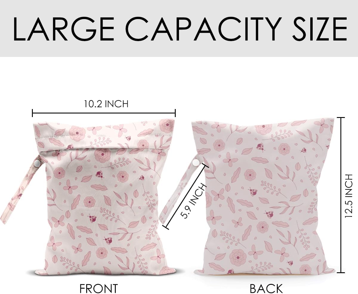 Pink Bow Wet Bag for Swimsuit Travel Beach Pool Baby Cloth Diapers | Waterproof Wet Dry Bag,Travel Laundry Bags for Dirty Yoga Gym Clothes,Beach Vacation Essentials,Summer Gifts for Women Men