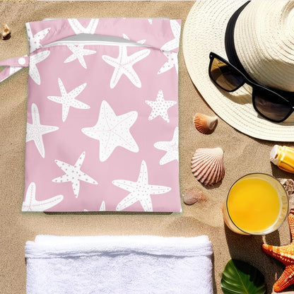 Pink Bow Wet Bag for Swimsuit Travel Beach Pool Baby Cloth Diapers | Waterproof Wet Dry Bag,Travel Laundry Bags for Dirty Yoga Gym Clothes,Beach Vacation Essentials,Summer Gifts for Women Men