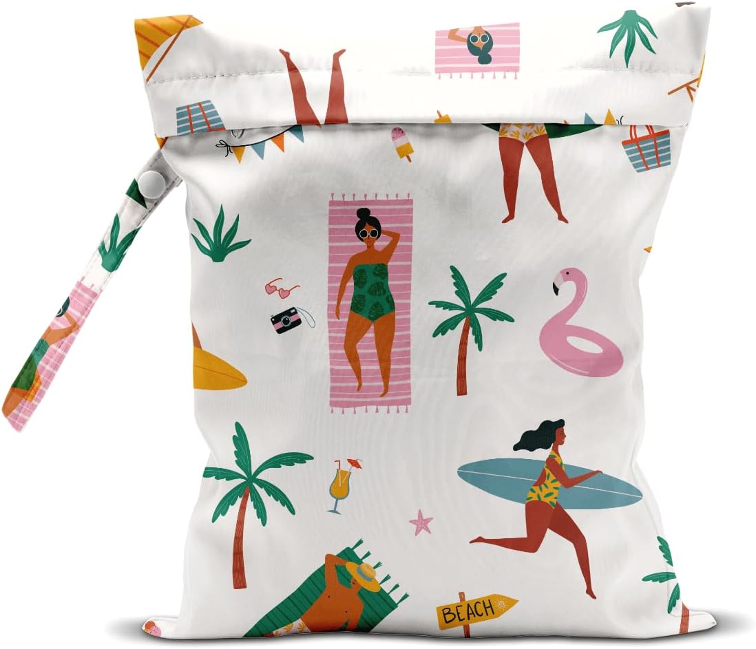 Pink Bow Wet Bag for Swimsuit Travel Beach Pool Baby Cloth Diapers | Waterproof Wet Dry Bag,Travel Laundry Bags for Dirty Yoga Gym Clothes,Beach Vacation Essentials,Summer Gifts for Women Men