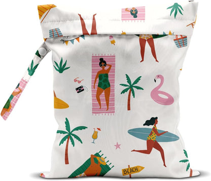 Pink Bow Wet Bag for Swimsuit Travel Beach Pool Baby Cloth Diapers | Waterproof Wet Dry Bag,Travel Laundry Bags for Dirty Yoga Gym Clothes,Beach Vacation Essentials,Summer Gifts for Women Men