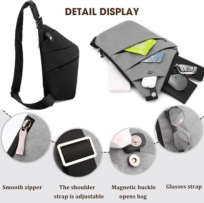 Crossbody Travel Bags for Women, Anti Theft Proof Safe Slim Sling Travel Purses, Personal Flex Shoulder Bag for Men Women
