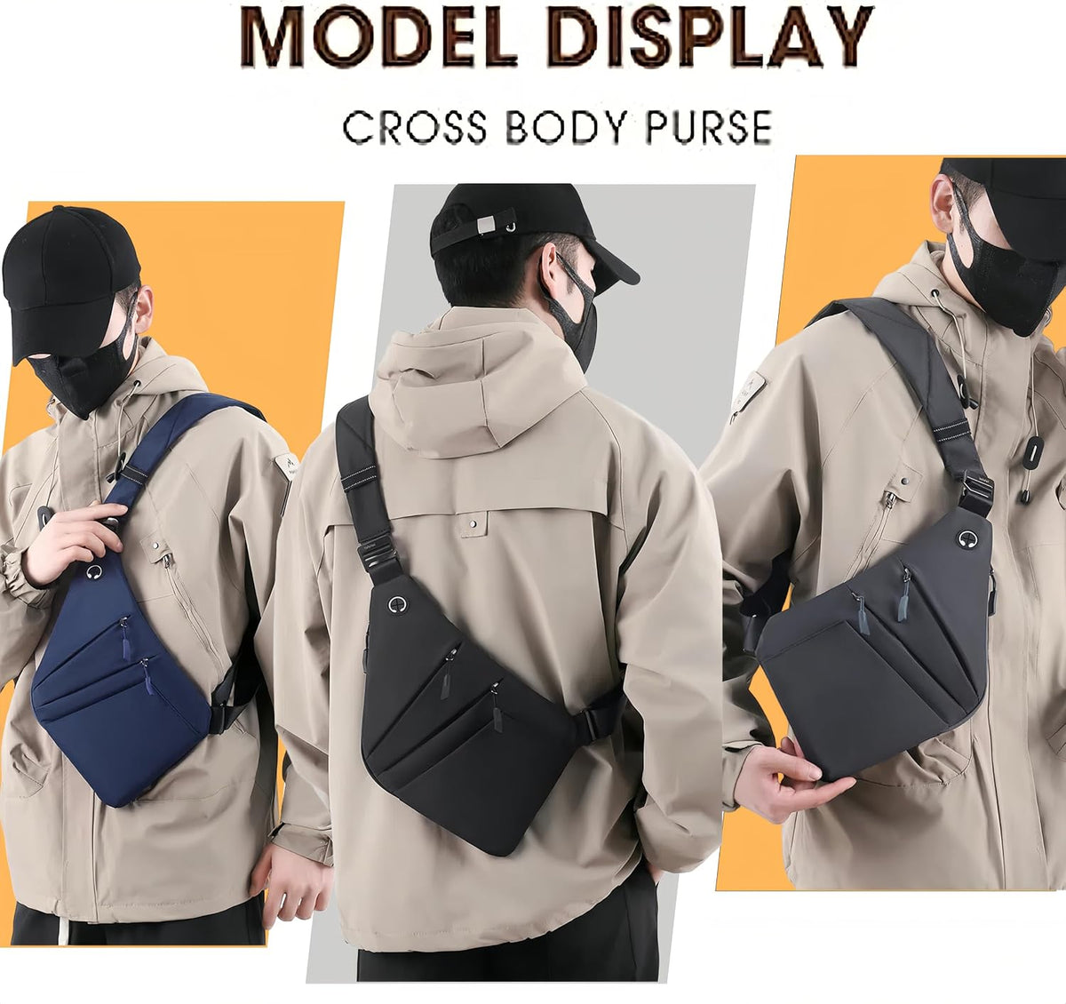 Crossbody Travel Bags for Women, Anti Theft Proof Safe Slim Sling Travel Purses, Personal Flex Shoulder Bag for Men Women