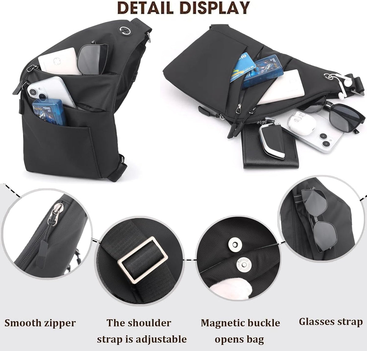 Crossbody Travel Bags for Women, Anti Theft Proof Safe Slim Sling Travel Purses, Personal Flex Shoulder Bag for Men Women