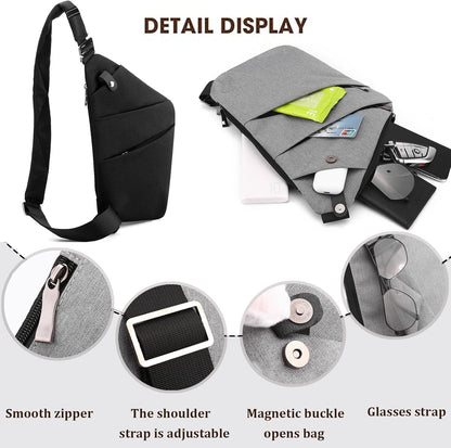 Crossbody Travel Bags for Women, Anti Theft Proof Safe Slim Sling Travel Purses, Personal Flex Shoulder Bag for Men Women