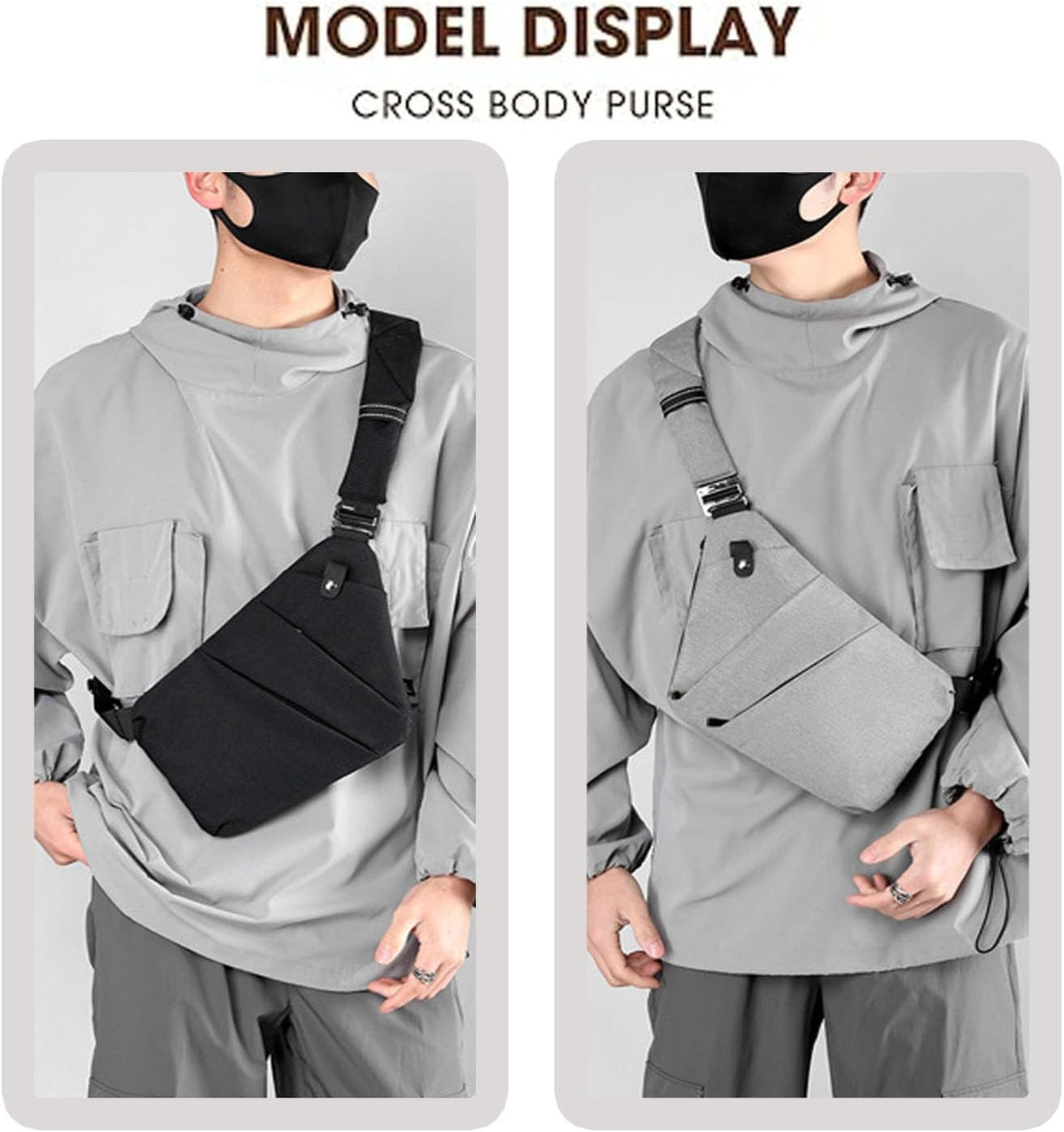 Crossbody Travel Bags for Women, Anti Theft Proof Safe Slim Sling Travel Purses, Personal Flex Shoulder Bag for Men Women