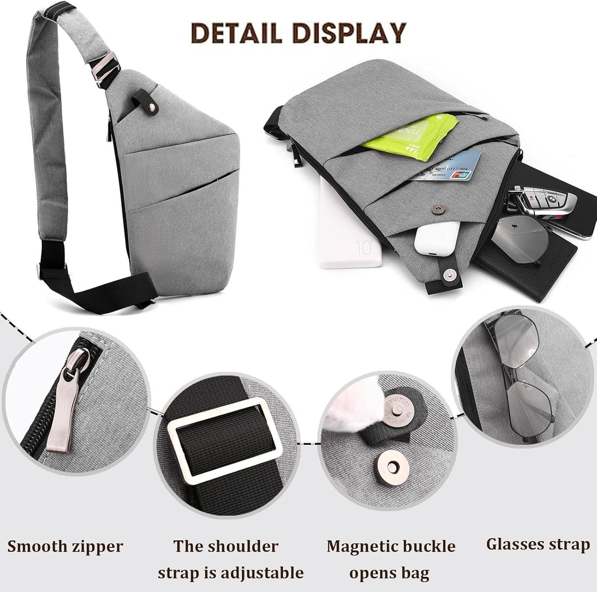 Crossbody Travel Bags for Women, Anti Theft Proof Safe Slim Sling Travel Purses, Personal Flex Shoulder Bag for Men Women