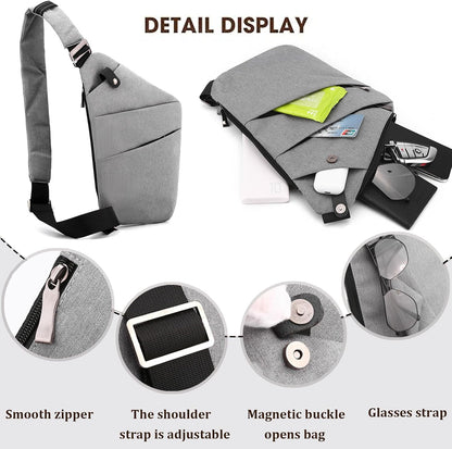 Crossbody Travel Bags for Women, Anti Theft Proof Safe Slim Sling Travel Purses, Personal Flex Shoulder Bag for Men Women