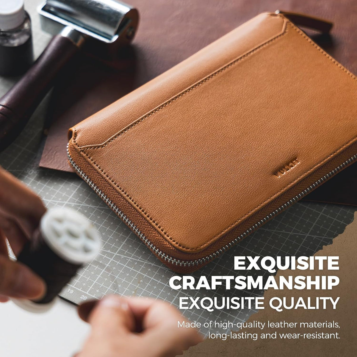 Leather Passport Holder for 4-8 Passports Family RFID Blocking Passport Wallet with Zipper Travel Documents Organizer for Men or Women (Brown)
