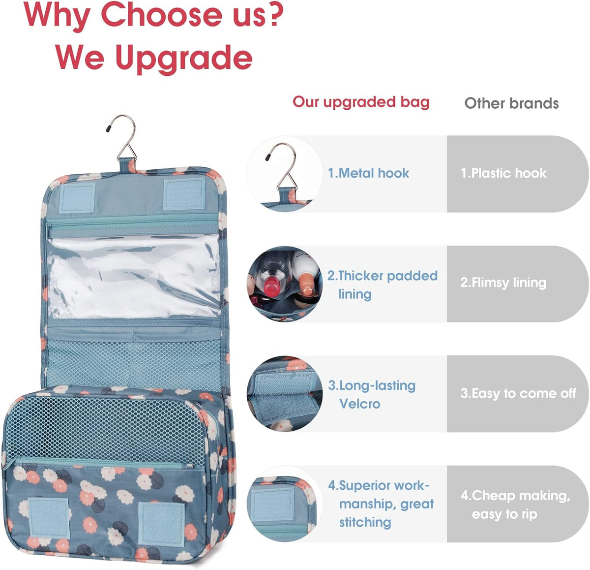 Small Hanging Travel Toiletry Bag for Women, Travel Bag for Toiletries, Makeup Bag Organizer Make Up Bags Cosmetic Bags for Girls