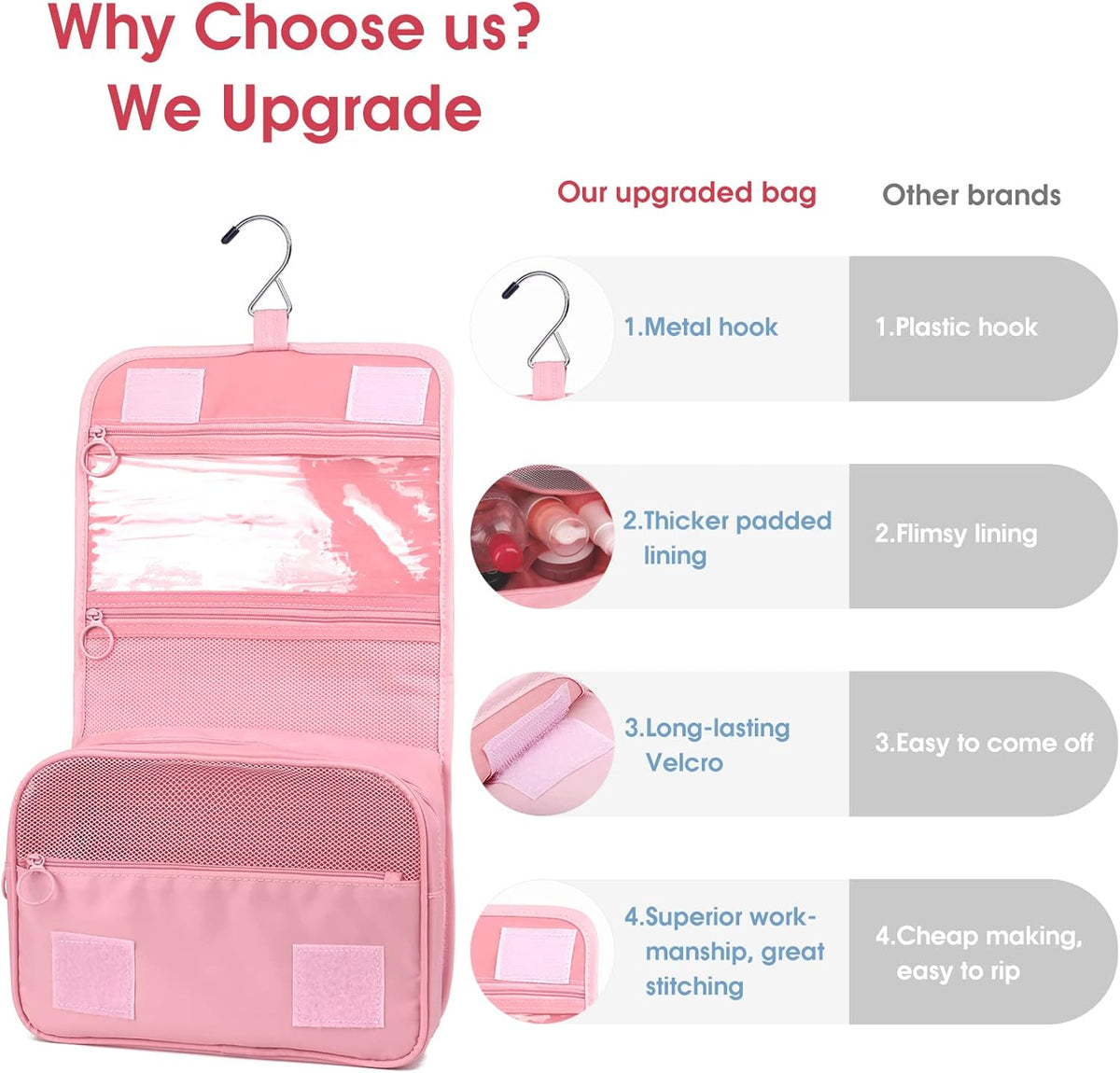 Small Hanging Travel Toiletry Bag for Women, Travel Bag for Toiletries, Makeup Bag Organizer Make Up Bags Cosmetic Bags for Girls