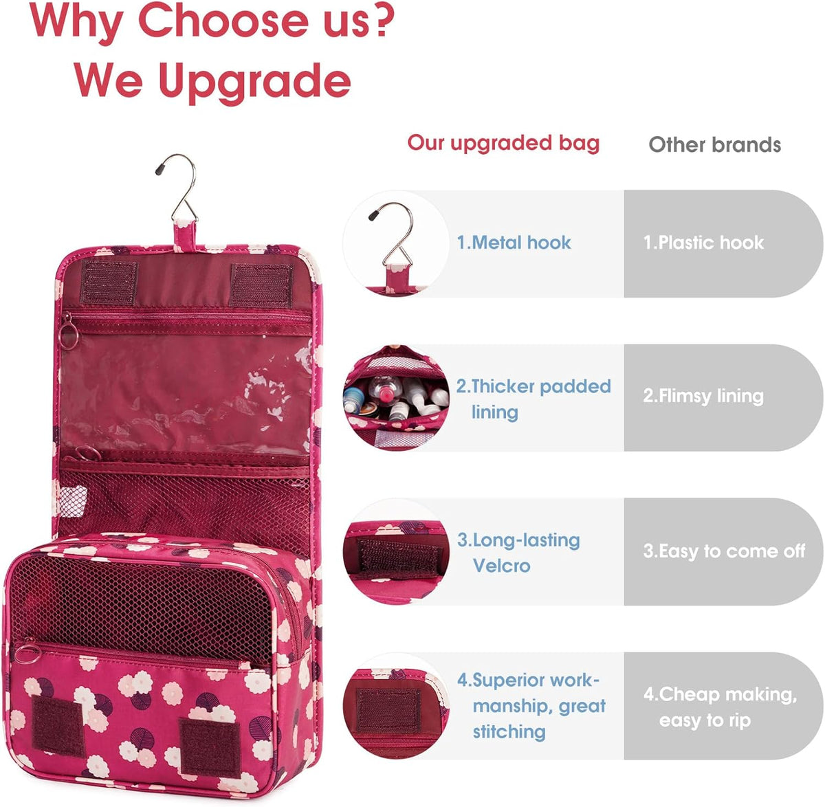 Small Hanging Travel Toiletry Bag for Women, Travel Bag for Toiletries, Makeup Bag Organizer Make Up Bags Cosmetic Bags for Girls