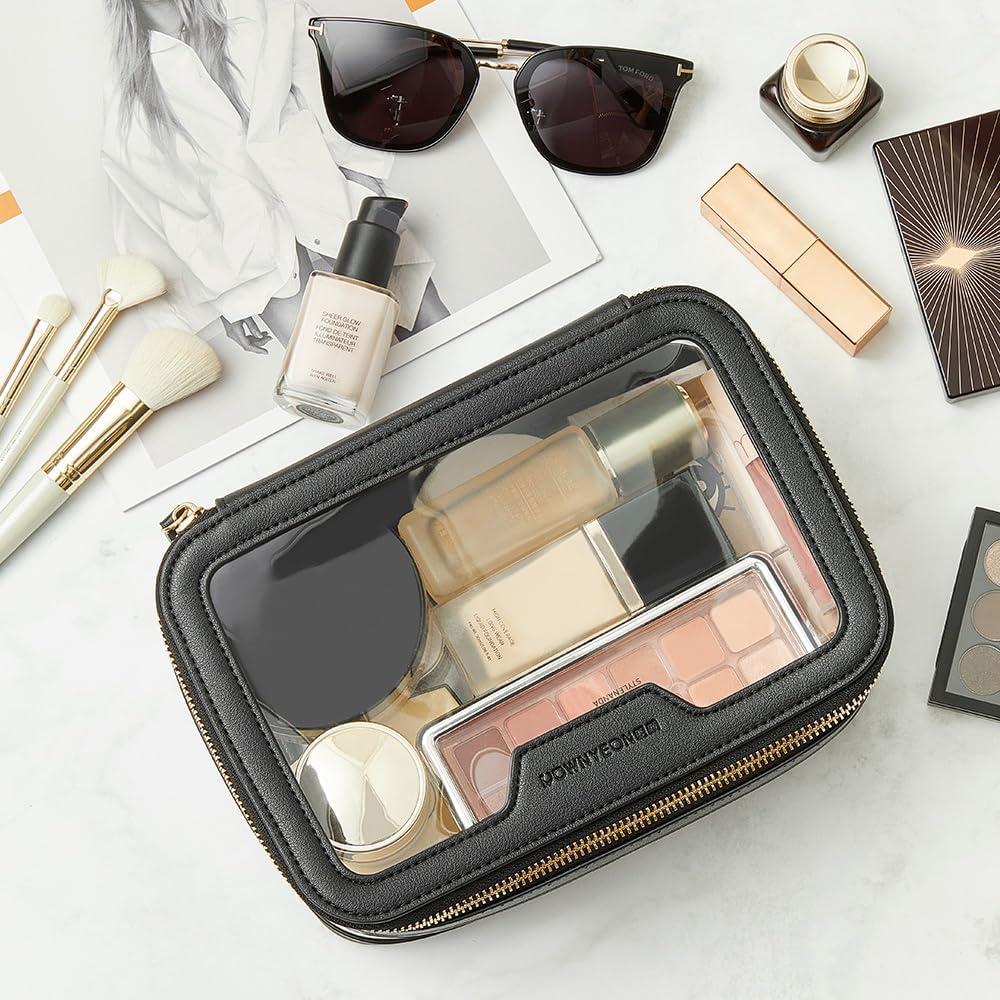 ROWNYEON Clear Makeup Case Toiletry Bag Multipurpose Travel Makeup Train Case Portable Cosmetic Organizer Transparent Storage Bag