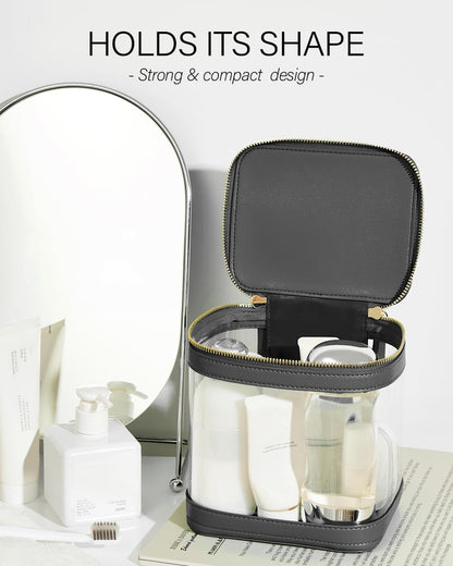 ROWNYEON Clear Makeup Case Toiletry Bag Multipurpose Travel Makeup Train Case Portable Cosmetic Organizer Transparent Storage Bag