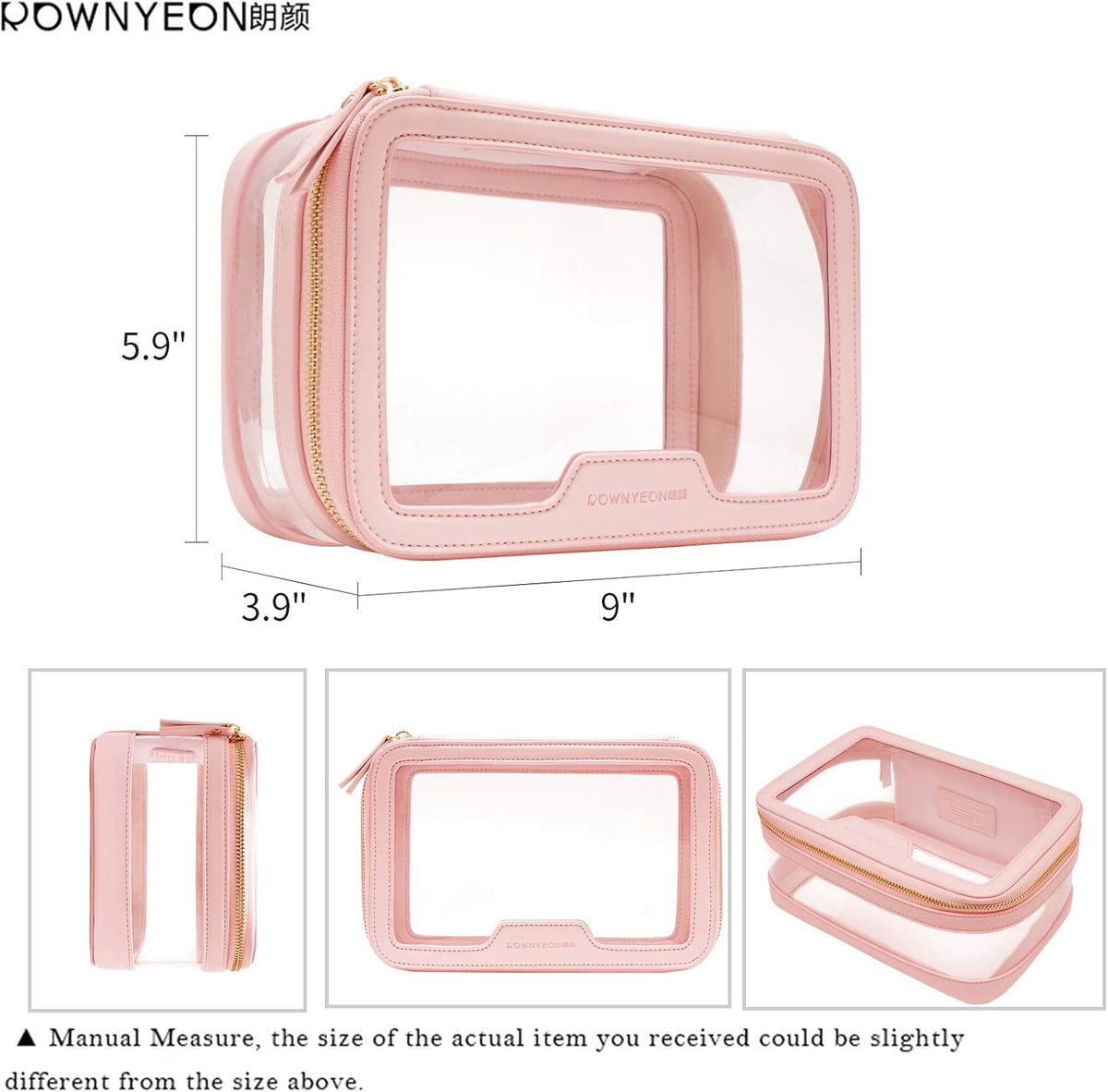 ROWNYEON Clear Makeup Case Toiletry Bag Multipurpose Travel Makeup Train Case Portable Cosmetic Organizer Transparent Storage Bag
