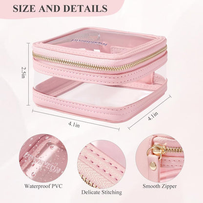 ROWNYEON Clear Makeup Case Toiletry Bag Multipurpose Travel Makeup Train Case Portable Cosmetic Organizer Transparent Storage Bag