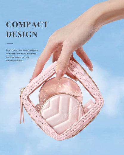 ROWNYEON Clear Makeup Case Toiletry Bag Multipurpose Travel Makeup Train Case Portable Cosmetic Organizer Transparent Storage Bag
