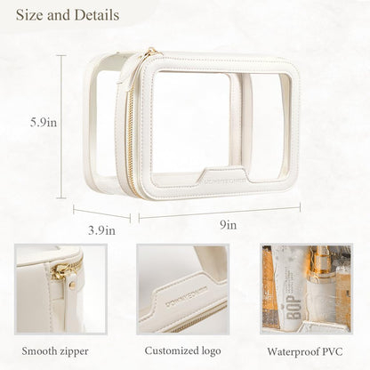 ROWNYEON Clear Makeup Case Toiletry Bag Multipurpose Travel Makeup Train Case Portable Cosmetic Organizer Transparent Storage Bag