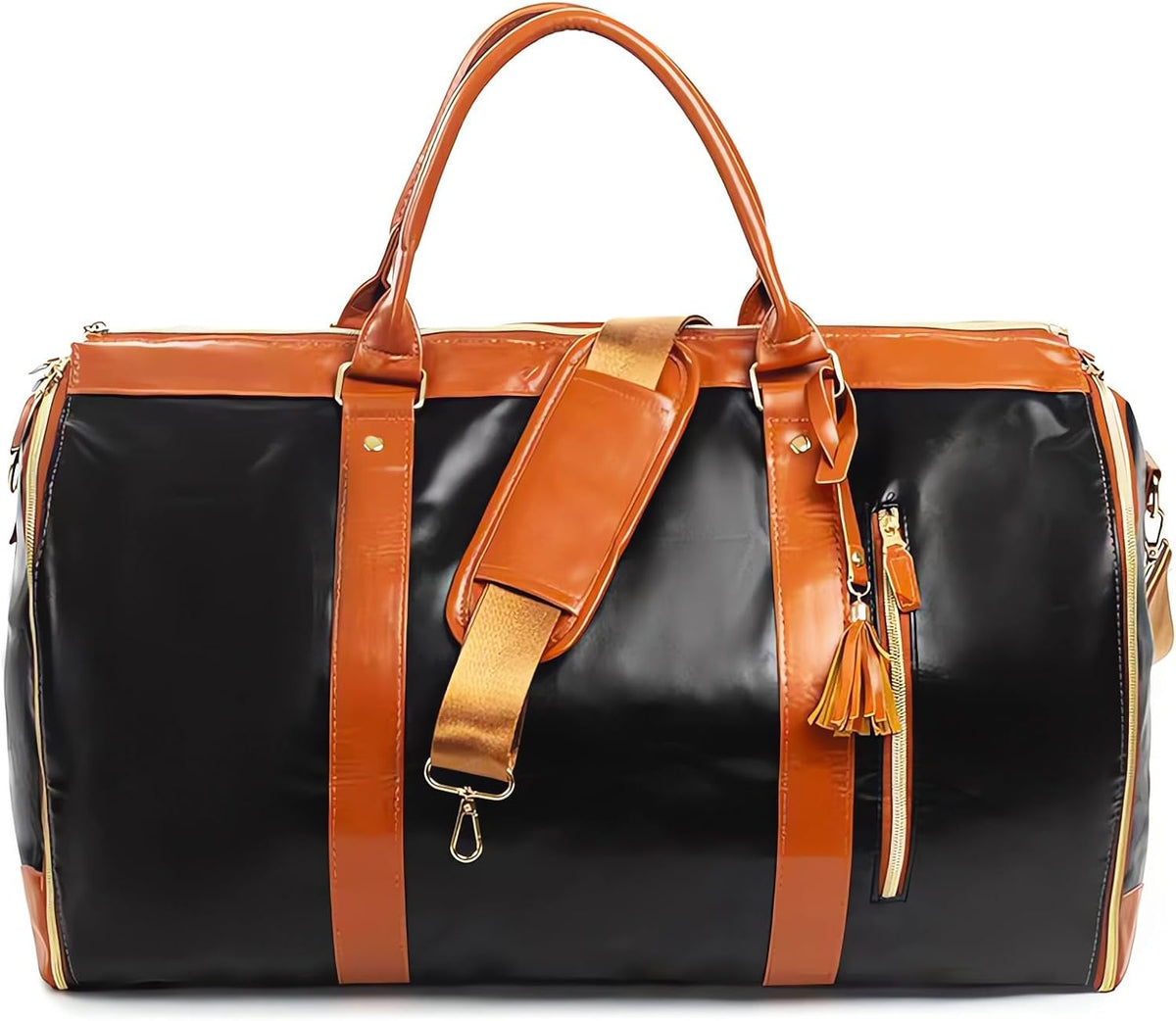 Garment Duffle Bags for Travel, Convertible Cloth Bag with Shoe Pouch, 2 in 1 Waterproof Travel Suit Bag with Shoulder Strap for Men Women(Dark Brown)
