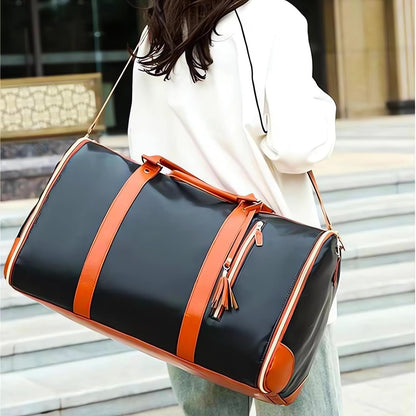 Garment Duffle Bags for Travel, Convertible Cloth Bag with Shoe Pouch, 2 in 1 Waterproof Travel Suit Bag with Shoulder Strap for Men Women(Dark Brown)