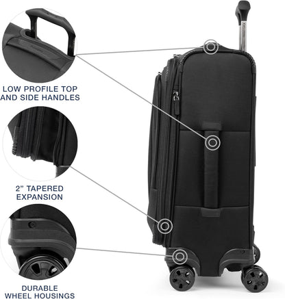 Crew Classic Lightweight Softside Expandable Carry on Luggage, 8 Wheel Spinner Suitcase, Men and Women, Carry On 21-Inch, Black