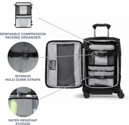 Crew Classic Lightweight Softside Expandable Carry on Luggage, 8 Wheel Spinner Suitcase, Men and Women, Carry On 21-Inch, Black