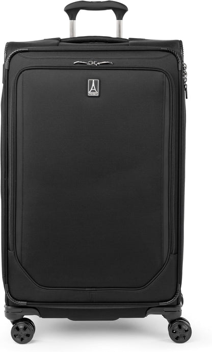 Crew Classic Lightweight Softside Expandable Carry on Luggage, 8 Wheel Spinner Suitcase, Men and Women, Carry On 21-Inch, Black