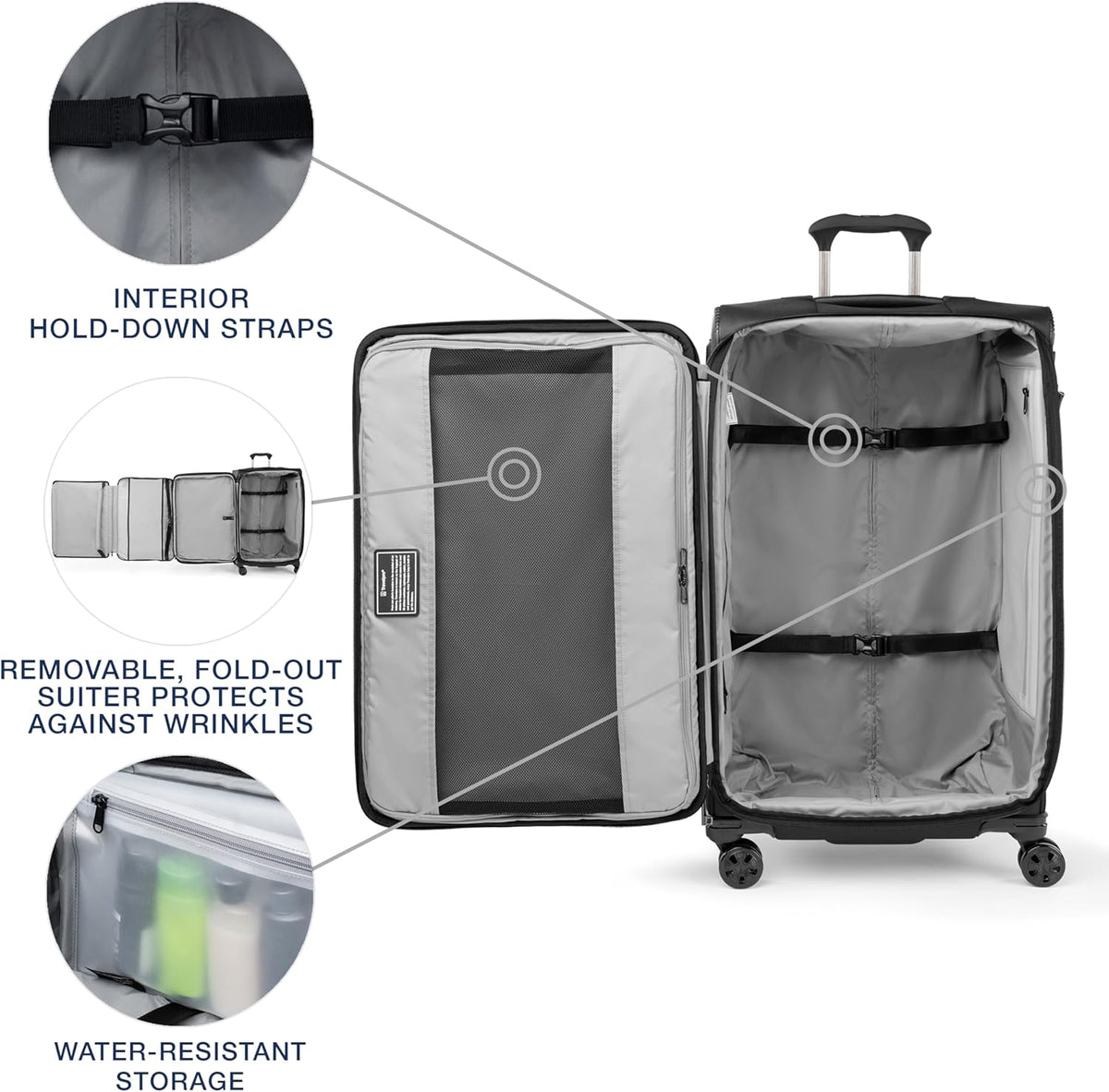 Crew Classic Lightweight Softside Expandable Carry on Luggage, 8 Wheel Spinner Suitcase, Men and Women, Carry On 21-Inch, Black