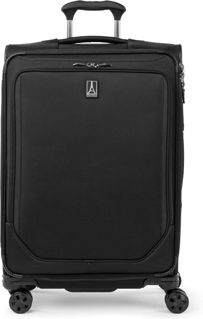 Crew Classic Lightweight Softside Expandable Carry on Luggage, 8 Wheel Spinner Suitcase, Men and Women, Carry On 21-Inch, Black