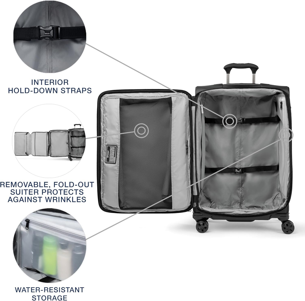 Crew Classic Lightweight Softside Expandable Carry on Luggage, 8 Wheel Spinner Suitcase, Men and Women, Carry On 21-Inch, Black