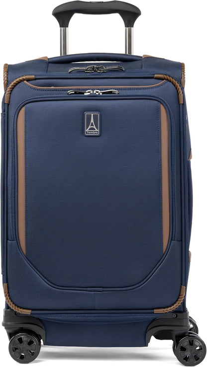 Crew Classic Lightweight Softside Expandable Carry on Luggage, 8 Wheel Spinner Suitcase, Men and Women, Carry On 21-Inch, Black