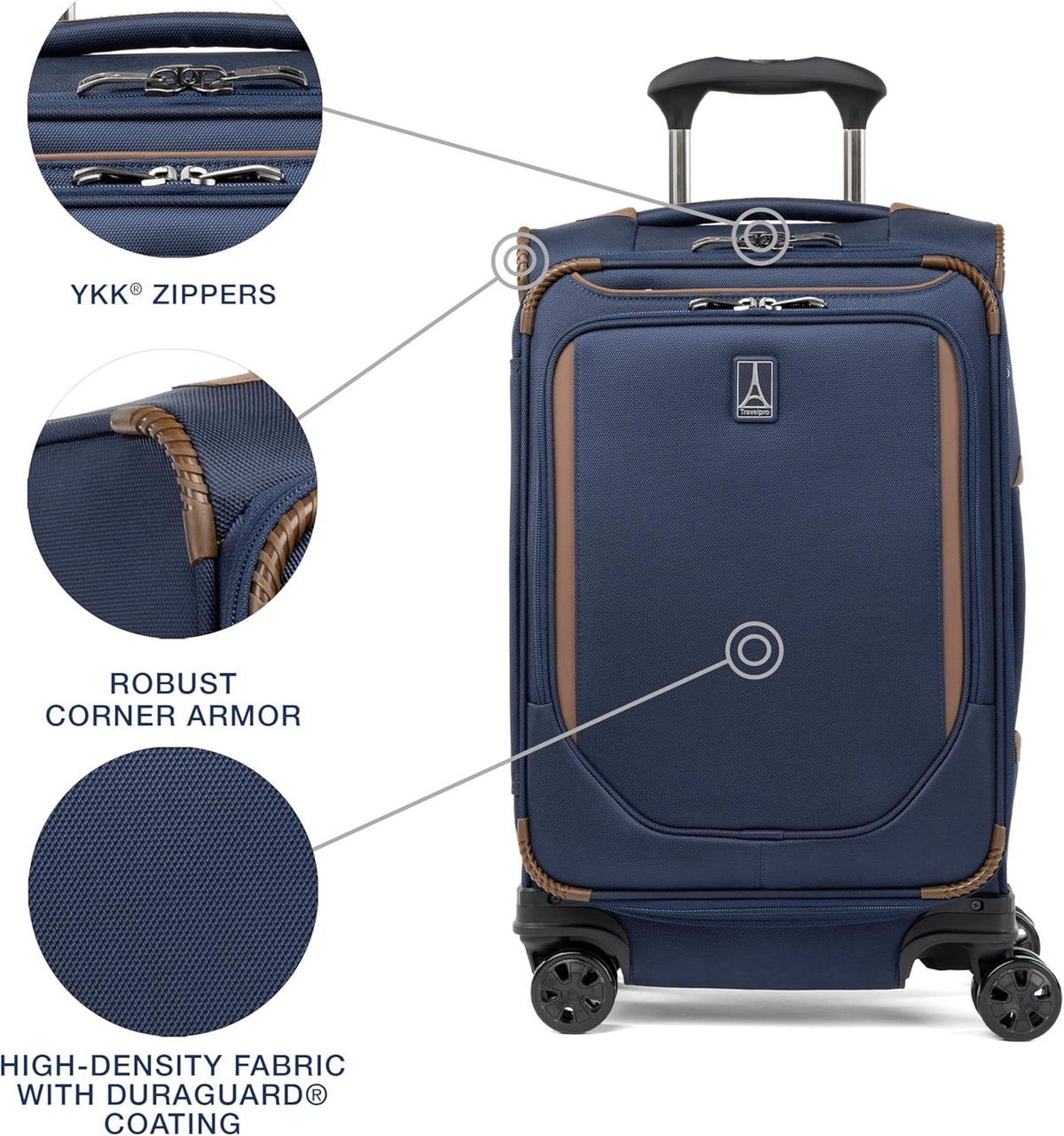 Crew Classic Lightweight Softside Expandable Carry on Luggage, 8 Wheel Spinner Suitcase, Men and Women, Carry On 21-Inch, Black