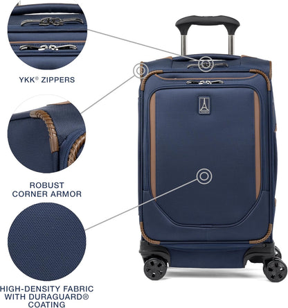 Crew Classic Lightweight Softside Expandable Carry on Luggage, 8 Wheel Spinner Suitcase, Men and Women, Carry On 21-Inch, Black