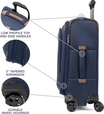 Crew Classic Lightweight Softside Expandable Carry on Luggage, 8 Wheel Spinner Suitcase, Men and Women, Carry On 21-Inch, Black