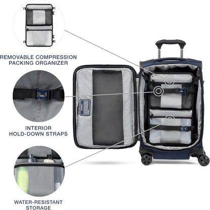 Crew Classic Lightweight Softside Expandable Carry on Luggage, 8 Wheel Spinner Suitcase, Men and Women, Carry On 21-Inch, Black