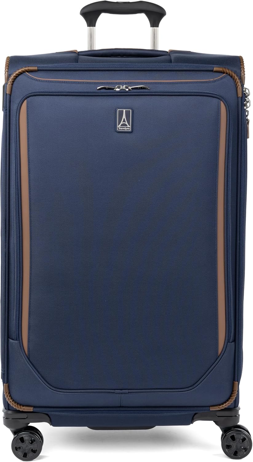 Crew Classic Lightweight Softside Expandable Carry on Luggage, 8 Wheel Spinner Suitcase, Men and Women, Carry On 21-Inch, Black