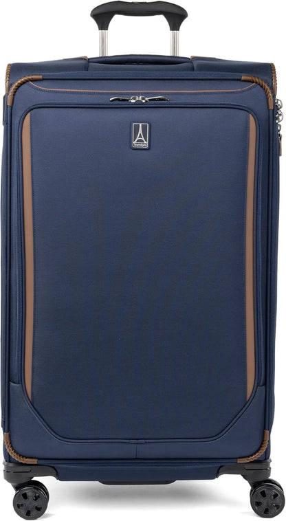 Crew Classic Lightweight Softside Expandable Carry on Luggage, 8 Wheel Spinner Suitcase, Men and Women, Carry On 21-Inch, Black