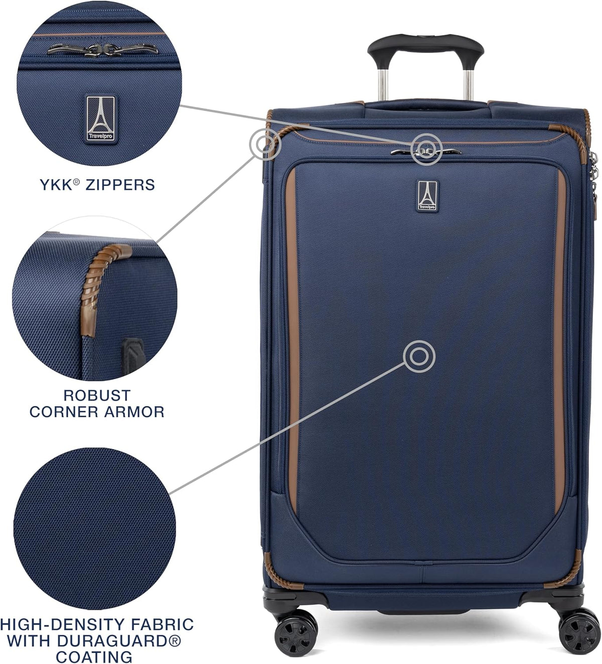 Crew Classic Lightweight Softside Expandable Carry on Luggage, 8 Wheel Spinner Suitcase, Men and Women, Carry On 21-Inch, Black