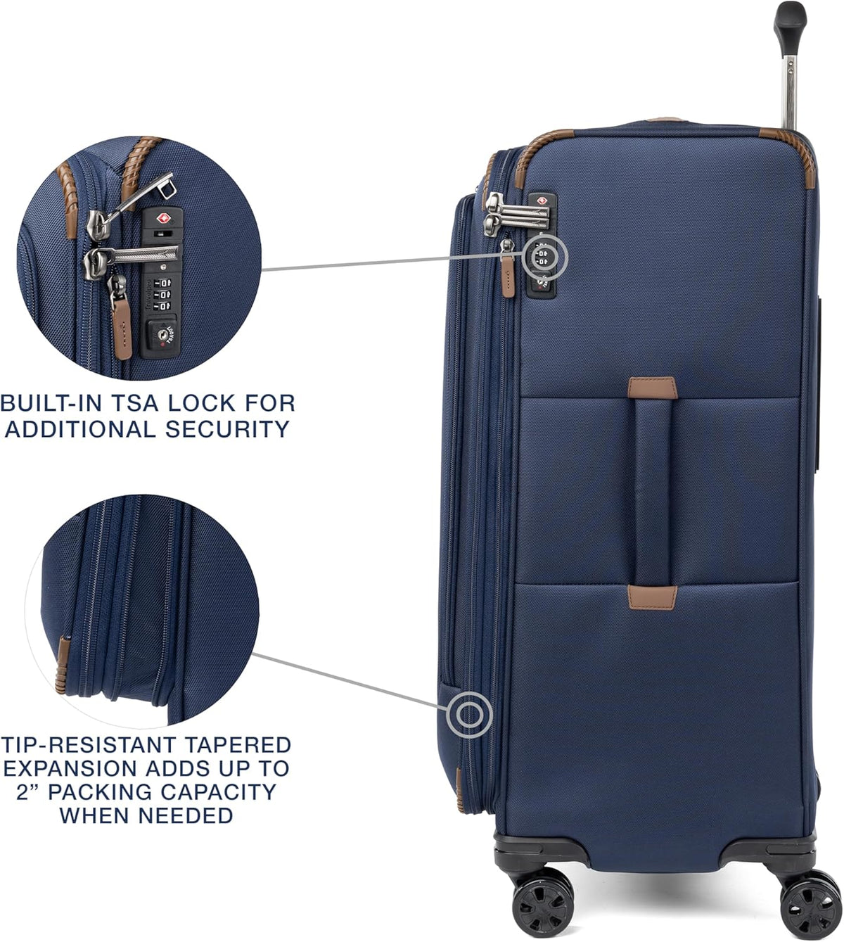 Crew Classic Lightweight Softside Expandable Carry on Luggage, 8 Wheel Spinner Suitcase, Men and Women, Carry On 21-Inch, Black